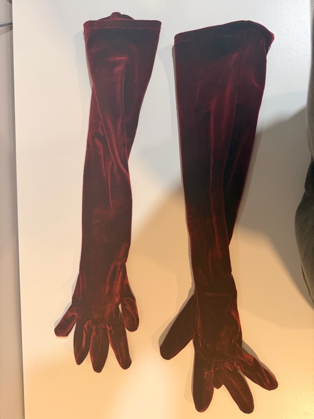 GOLDEN ERA GOWN AND GLOVE SET IN BURGUNDY VELVET - Picture 6 of 7